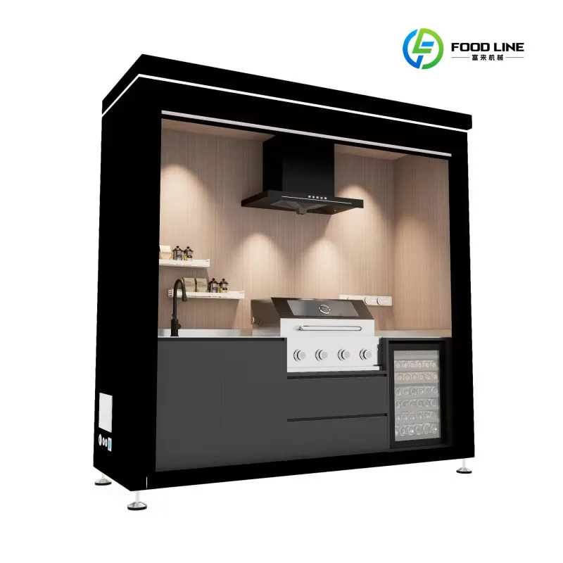Outdoor Kitchen Roller Shutter Modular Complete Built in Gas Grill Sink Refrigerator Stainless Steel BBQ Island Patio Backyard