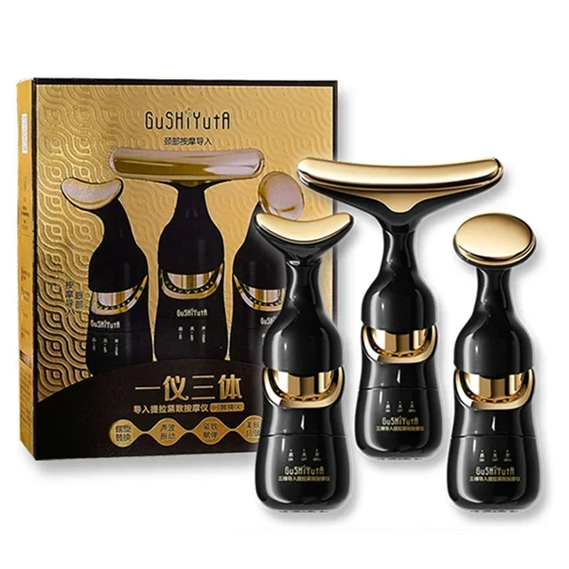 マイクロカレントフェイスマッサージャー,肌の若返り,アンチエイジングビューティーデバイス,首と目のマッサージ,卸売,3 in 1