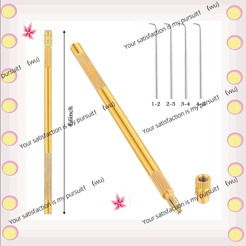 5 PCS Brass Ventilating Holder with Ventilating Needles for Lace Wig Different Size Make and Repair Lace Wig Venting Tool Kit