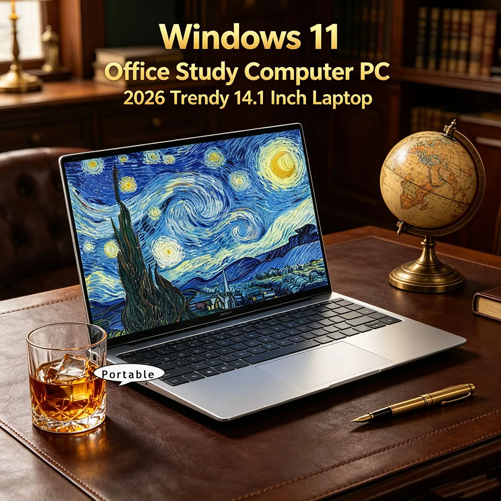 

Gentle 14.1 Inch Premium Ultra Thin Notebook 2026 Win11 DDR4 16GB RAM 2TB SSD Portable Business Laptop PC Intel N3700
