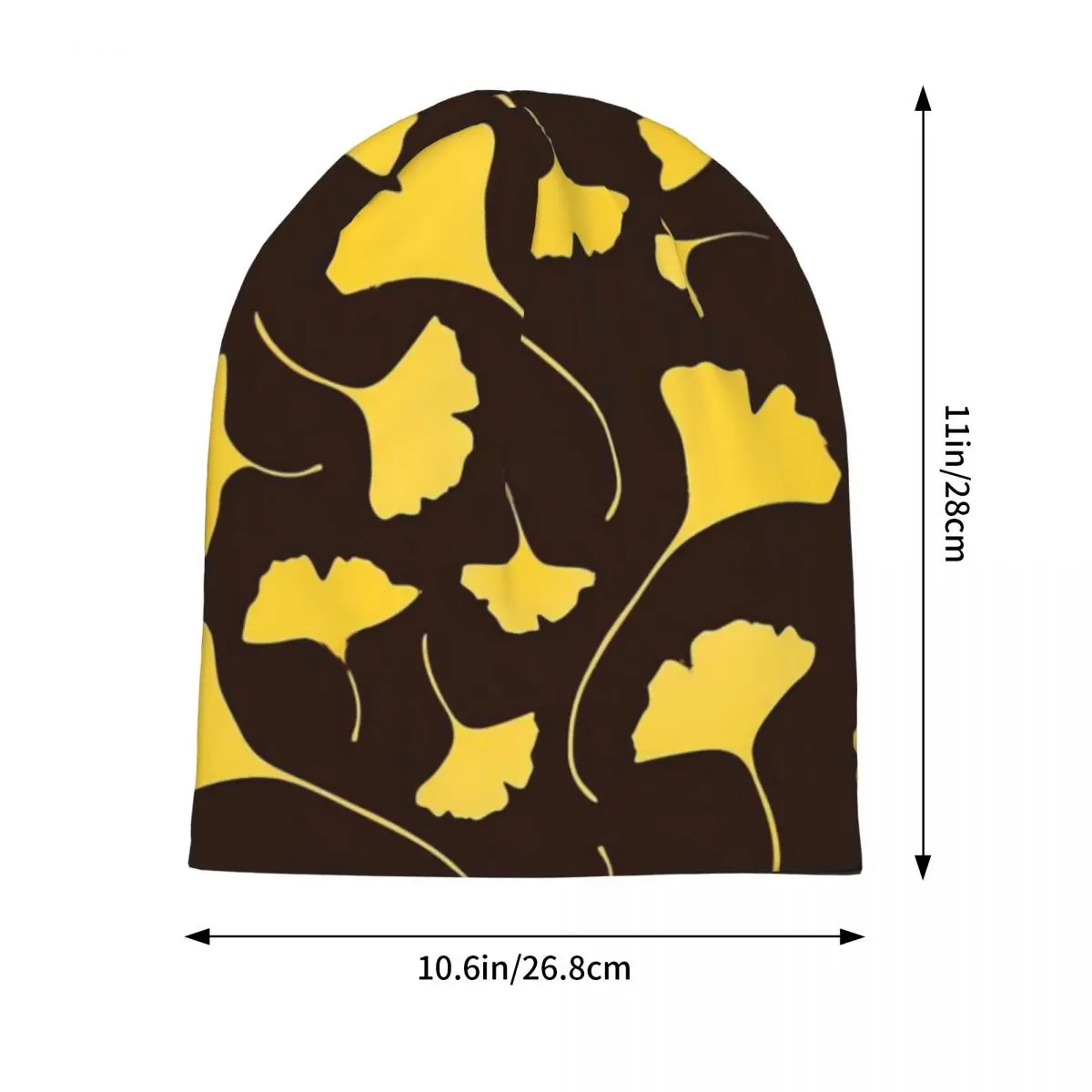 Yellow Ginkgo Biloba Beanie Hats Leaves Print Bonnet Hats Men Women Trendy Outdoor Sport Knit Hat Autumn Winter Pattern Caps