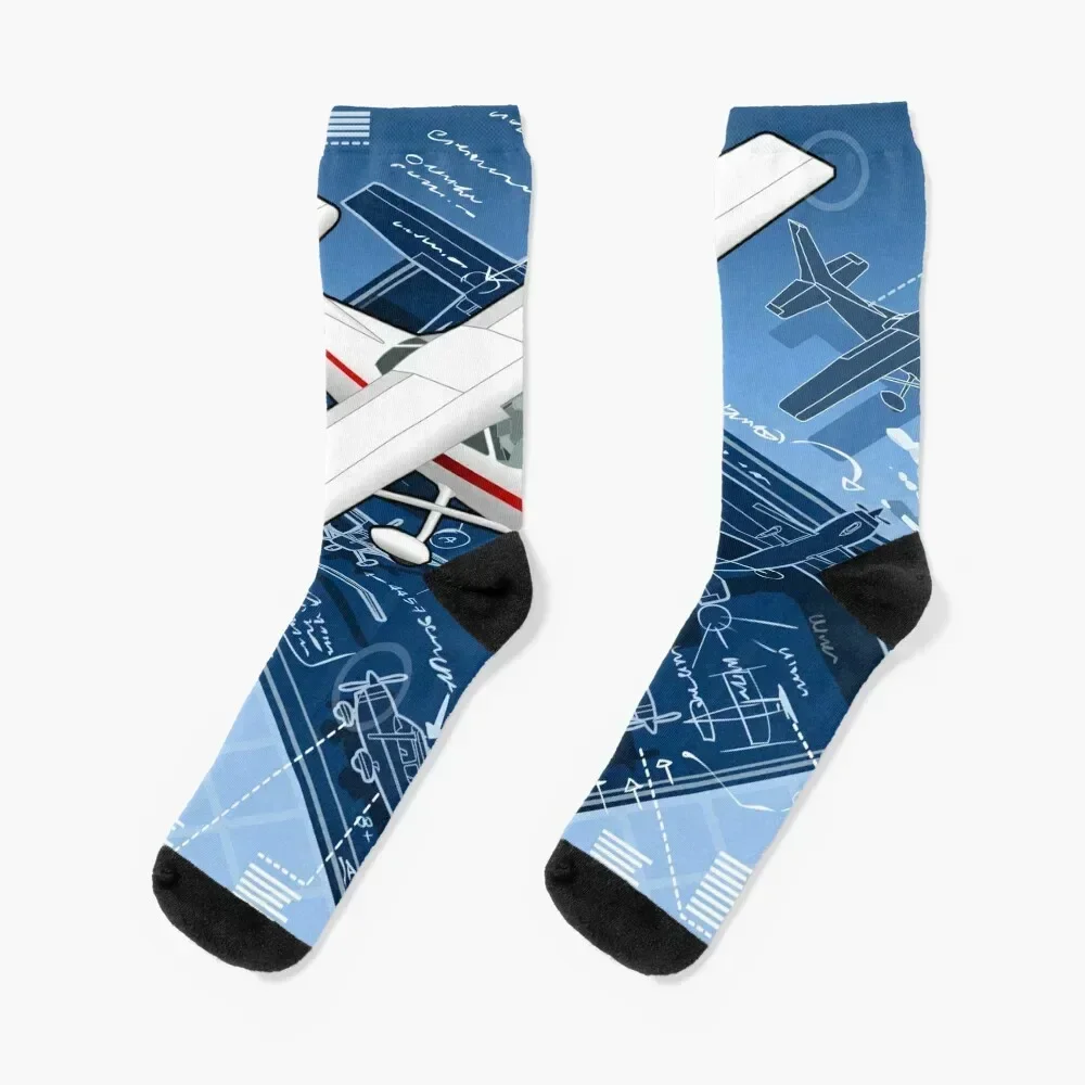 Airplane Blue Print Socks Christmas Hiking boots Stockings compression ankle Male Socks Women's