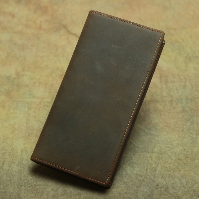 

Cowhide Money Clip Genuine Leather Wallet with Card Case Ticket Holder Folded Pouch Bag Keep Cards Men Vintage Thin Wallets
