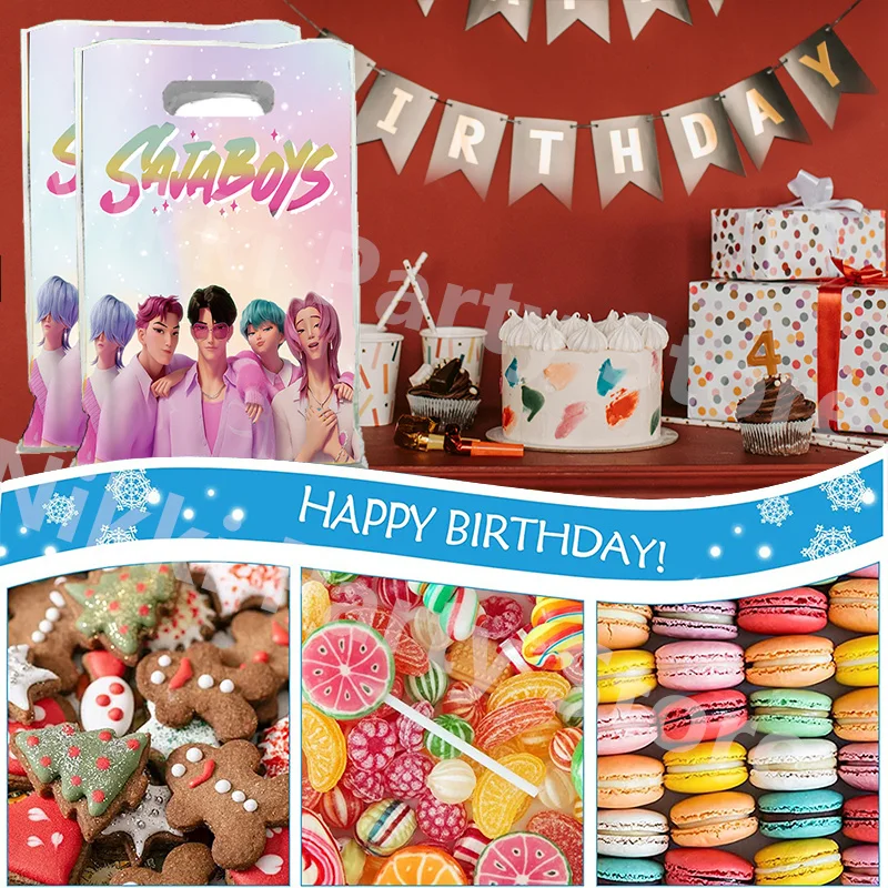 사자보이 파티 가방 데몬 헌터 생일 장식 플라스틱 선물 가방 캔디 박스 베이비 샤워 소녀 파티 용품 장식