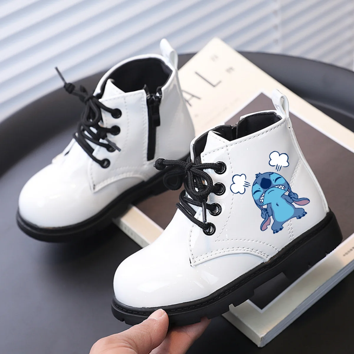 Kids Lilo & Stitch Shoes Disney Stitch Casual Sneakers Children Anime Stitch Short Boots New White Shoes Kawaii Angel Shoes