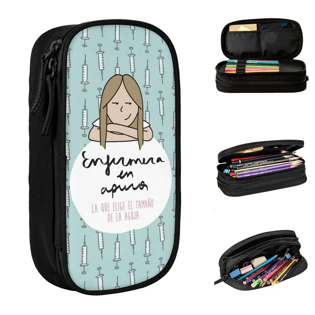 

Fashion Enfermera En Apuros Pencil Case Nurse Medical Pencilcases Pen Box for Student Large Storage Bags Office Gifts Stationery