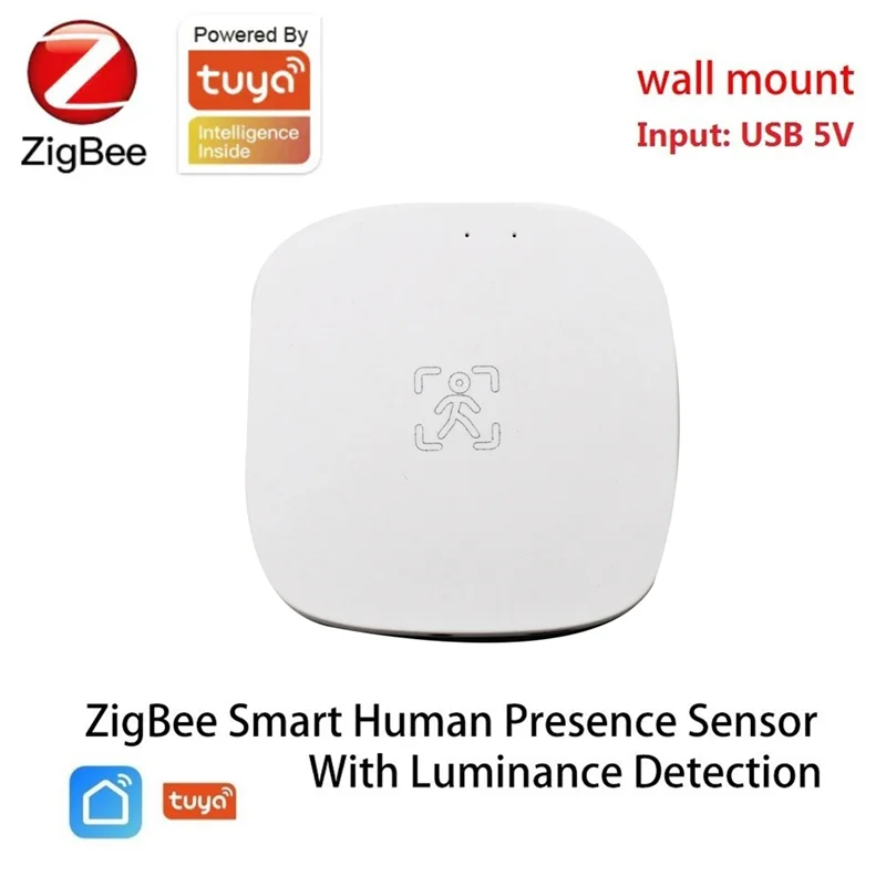 Tuya ZigBee mmWave sensore di presenza umana con luminanza rilevamento Radar a microonde sensore di movimento PIR montaggio a parete