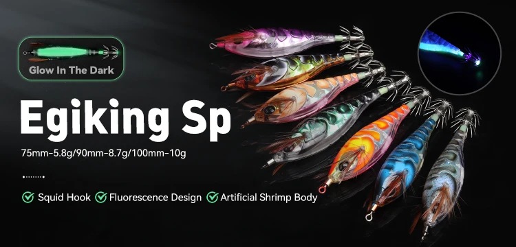 Kingdom Egi Squid Bait Artificial Jigging Lures Slow Sinking Squid Hooks Sea Fishing Octopus Cuttlefish Luminous Tackle Lure