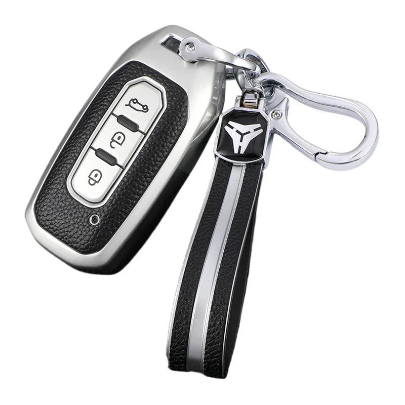 

For 2020 Jiangling Ford Collar Keychain All-inclusive Protective Cover, Leather Pattern Car Key Bag, Car Supplies