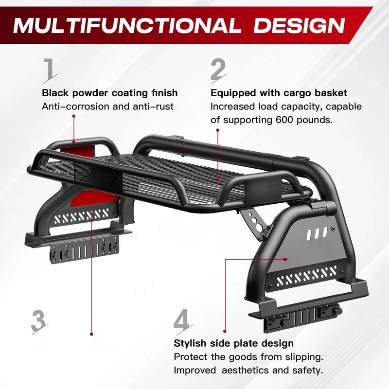 Auto Parts Universal Steel Sport Pickup Bed Rack Anti‑Roll Bar Bracket Exterior Modification Accessories
