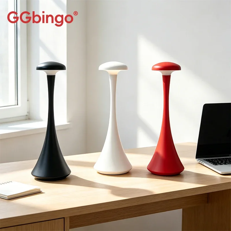 GGbingo Pilz-Tischlampe, wiederaufladbare kabellose Touch-Lampe, kreative Schreibtischlampe, USB-C-Schreibtischlampe, Stimmungslicht für das Schlafzimmer