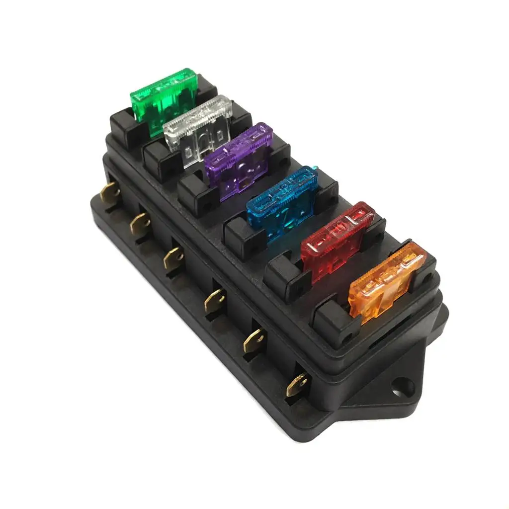 12V-24V Car 6 Way Circuit Standard Blade Fuse Box Holder Distribution Block