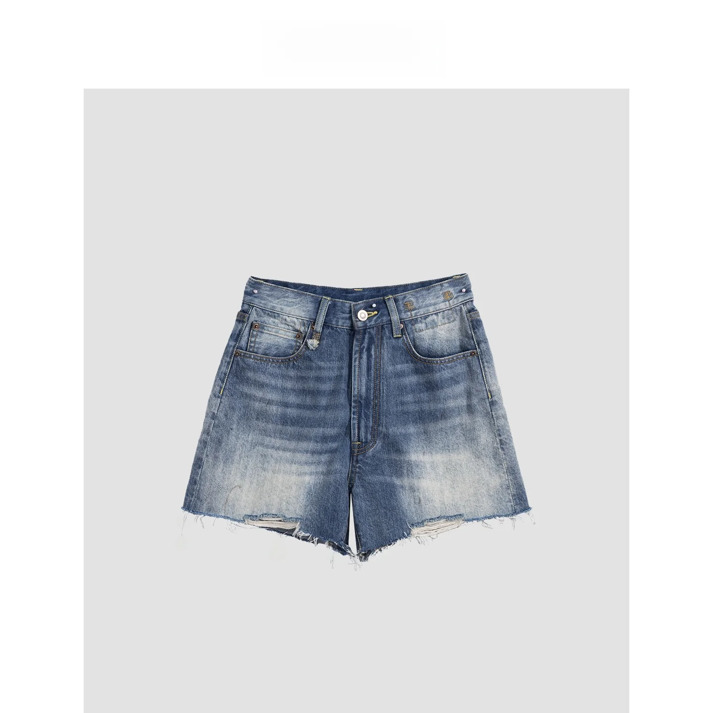 

Mincollection Waed Distred Denim orts Ladies Straight Leg Cotton Casual Wear Summer Versatile Fringe orts