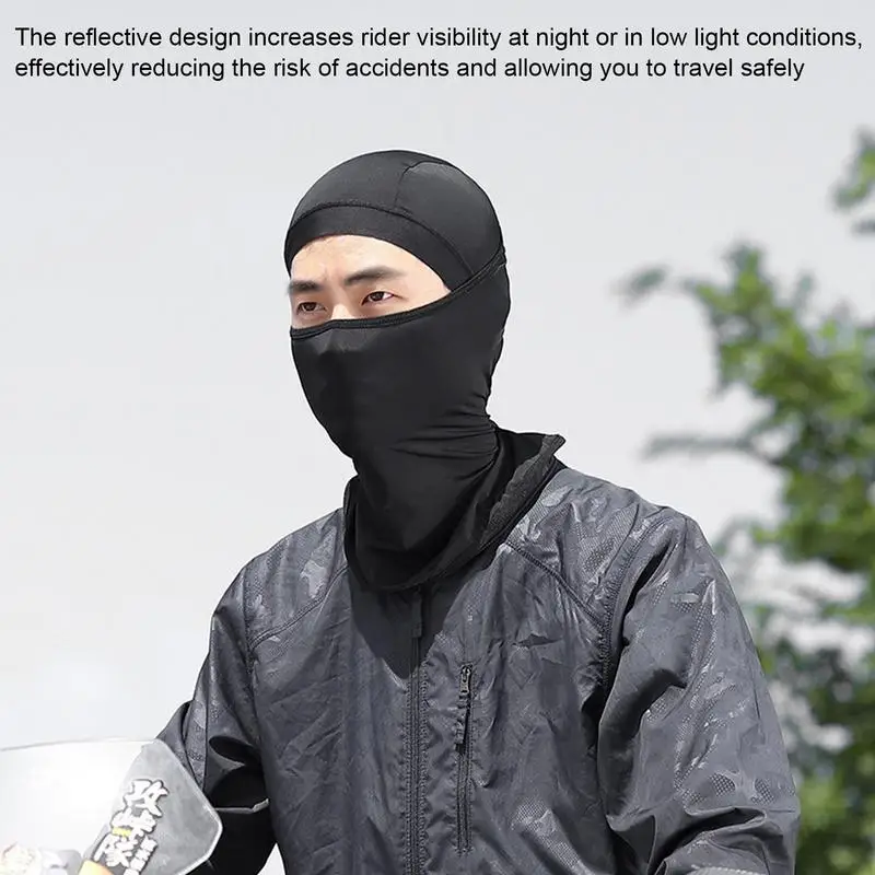 

Black Full Face Cover Motorcycle Reflective Face Shield Quick-Drying Cycling Supplies Anti-Slip Head Cover For Riding