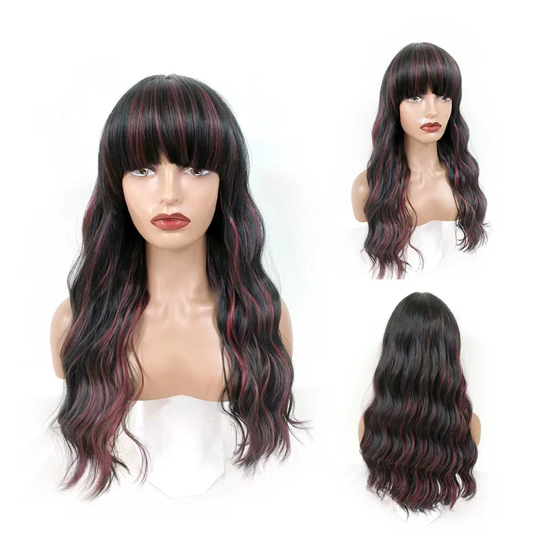 

Hot-selling European and American wigs Ladies long curly hair Rose intranet Ladies black pick brown