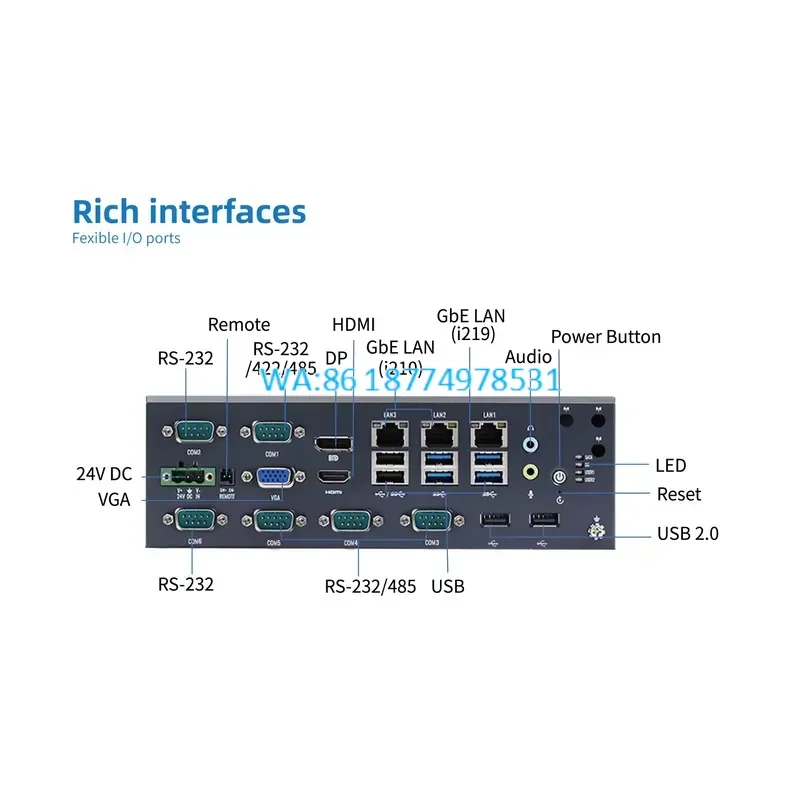 Wmwmnu High Performance Embedded Industrial Mini PC 3 GbE LAN 4 USB3.2 4 USB2.0 Multi Serial Ports Box Computer in Stock