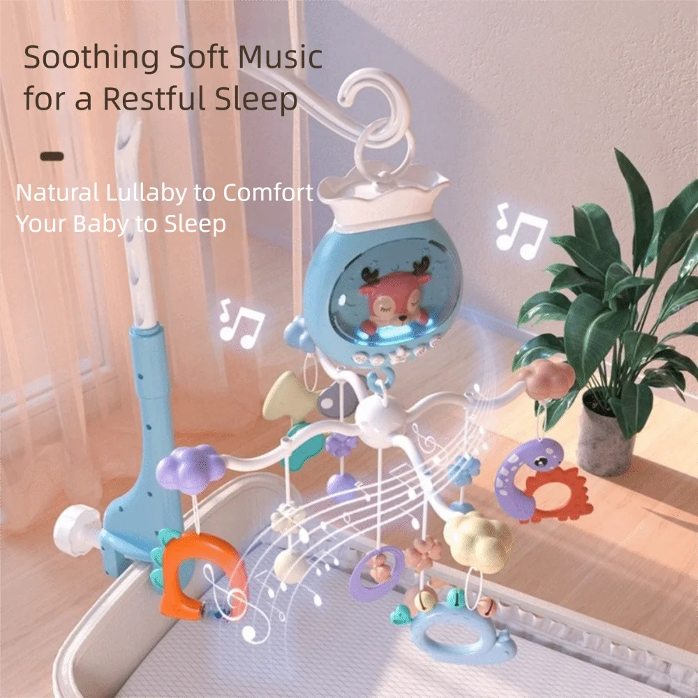 With Lights Rotating Bed Bell Remote Control Music Projection Crib Mobile Hanging Style Rotating Design Sleeping Aid