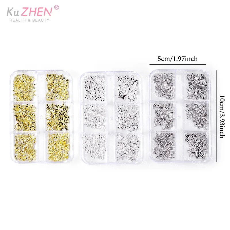 6グリッドミニボウネイルチャームゴールドシルバーボウパールネイルラインストーンネイルデコレーションパーツマニキュアアクセサリー