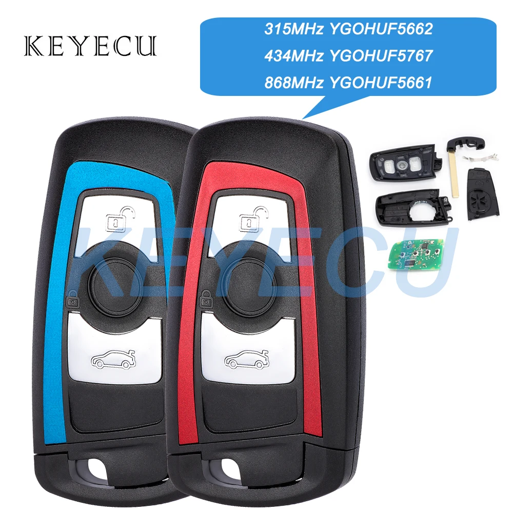 Keyecu 3 4 Btns Smart Remote Key Fob 315MHz YGOHUF5662 434MHz YGOHUF5767 868MHz HUF5661 for BMW 5 7 F Series FEM/ BDC CAS4 CAS4+