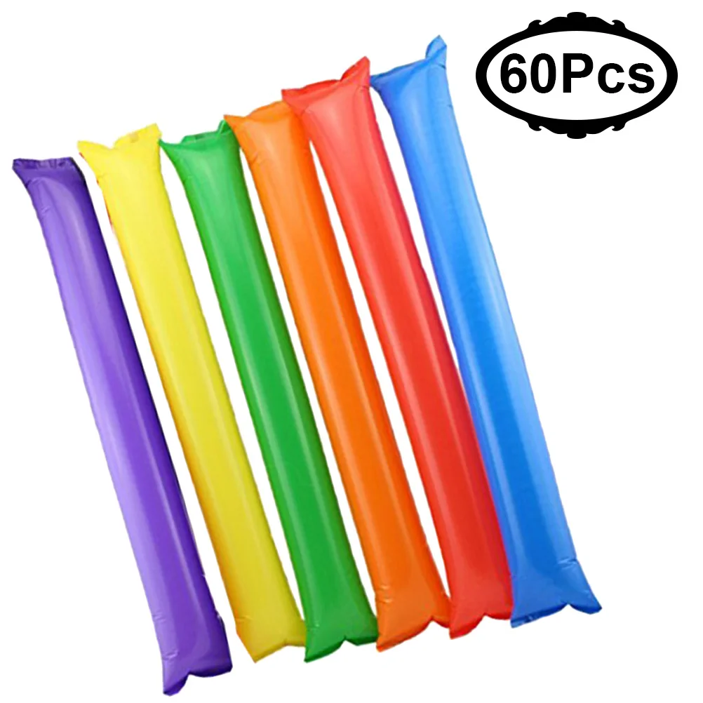 60pcs Inflatable Cheerleading Sticks Noisemakers Props Self Sealing Together Quality Perfect for Parties Sporting Events