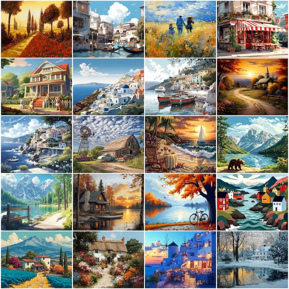 

GATYZTORY Painting By Numbers On Canvas Paint Landscape Arts Crafts Watercolor Picture Drawing Art Supplies Bedroom Decoration
