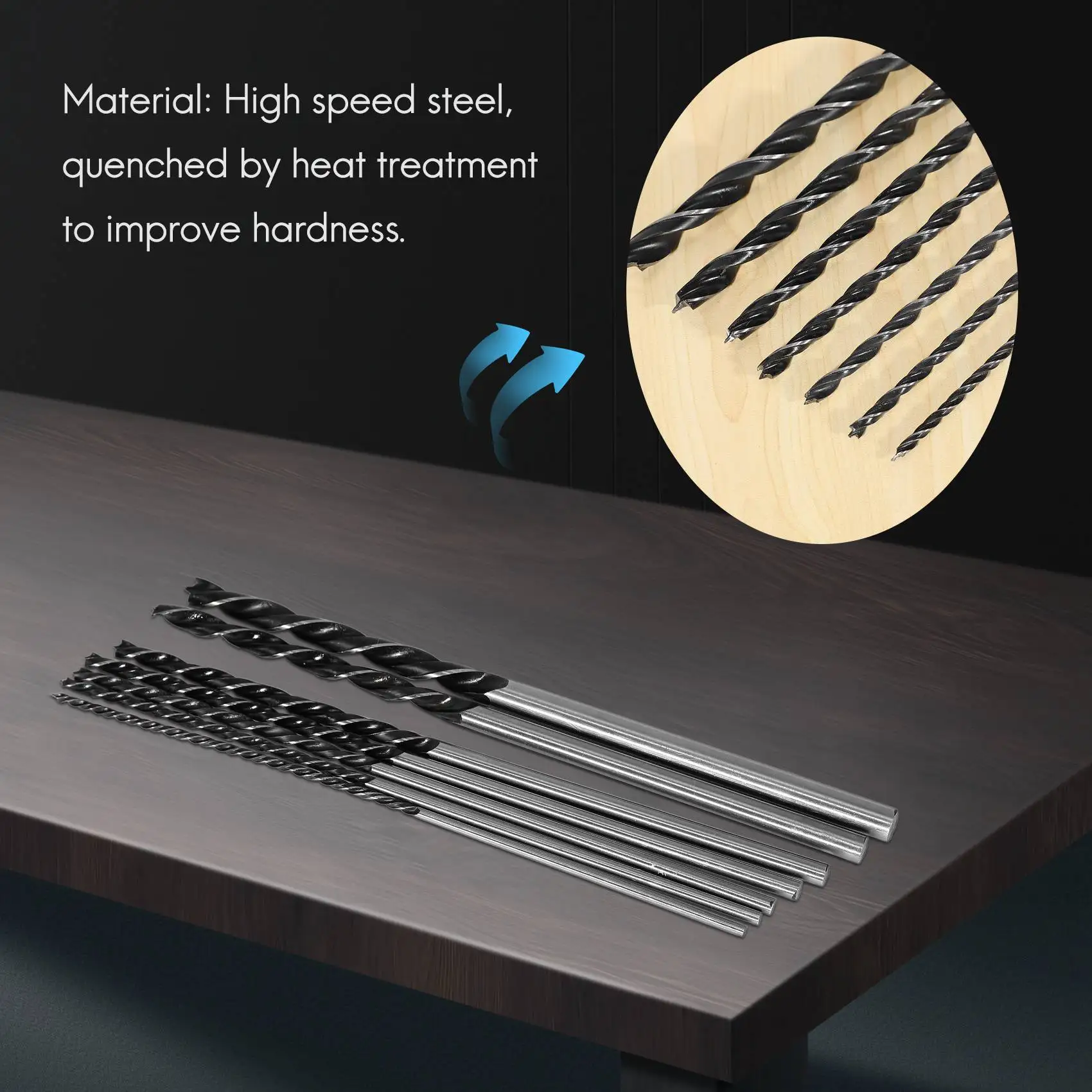 

A76K 7 шт. X Набор длинных сверл по дереву 4 мм, 5 мм, 6 мм, 7 мм, 8 мм, 10 мм, 12 мм х 300 мм, точка Брэда