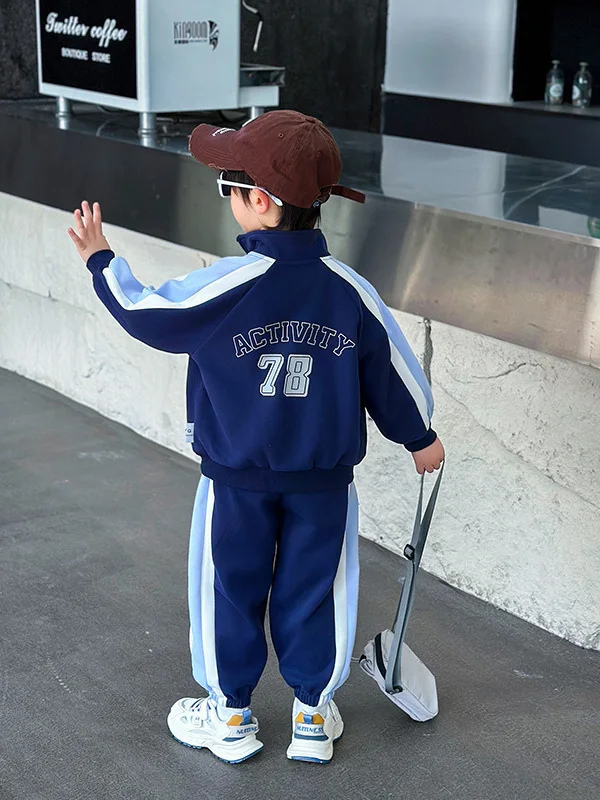 

Cool Baseball Printed Sports Suit for Boys Spring Autumn Two-Piece Casual Sweatshirt Street Style Trendy Youth Fashion