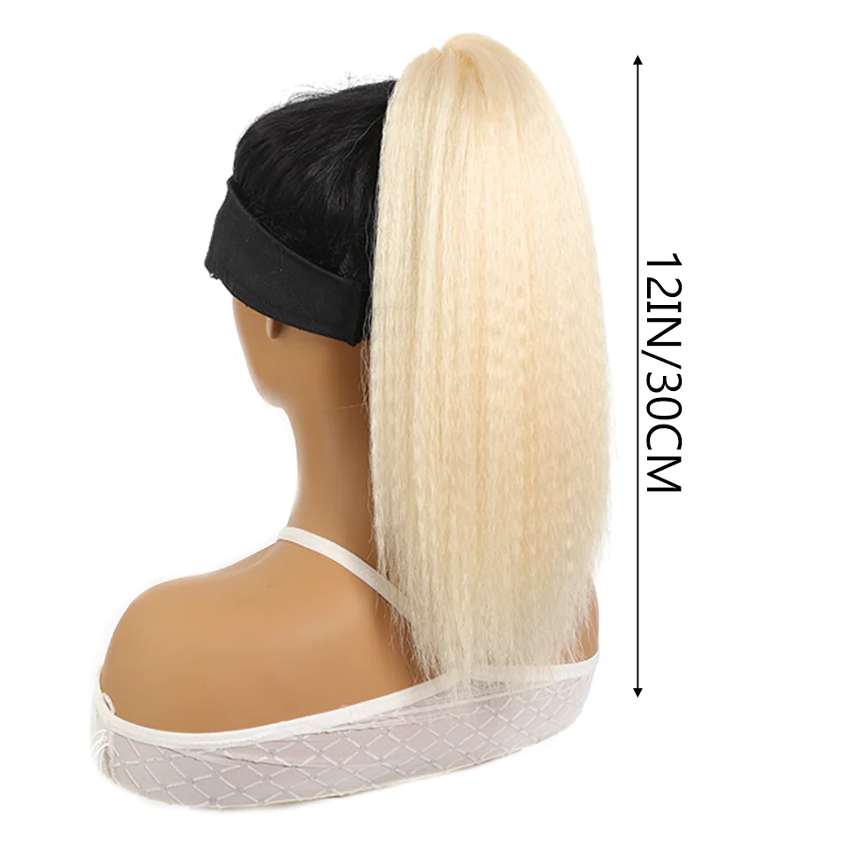 Yaki Synthetic Straight Claw Clip Ponytail Extension for Women, 12 Inch, Easy to Wear, Fluffy Black Ponytail Accessory