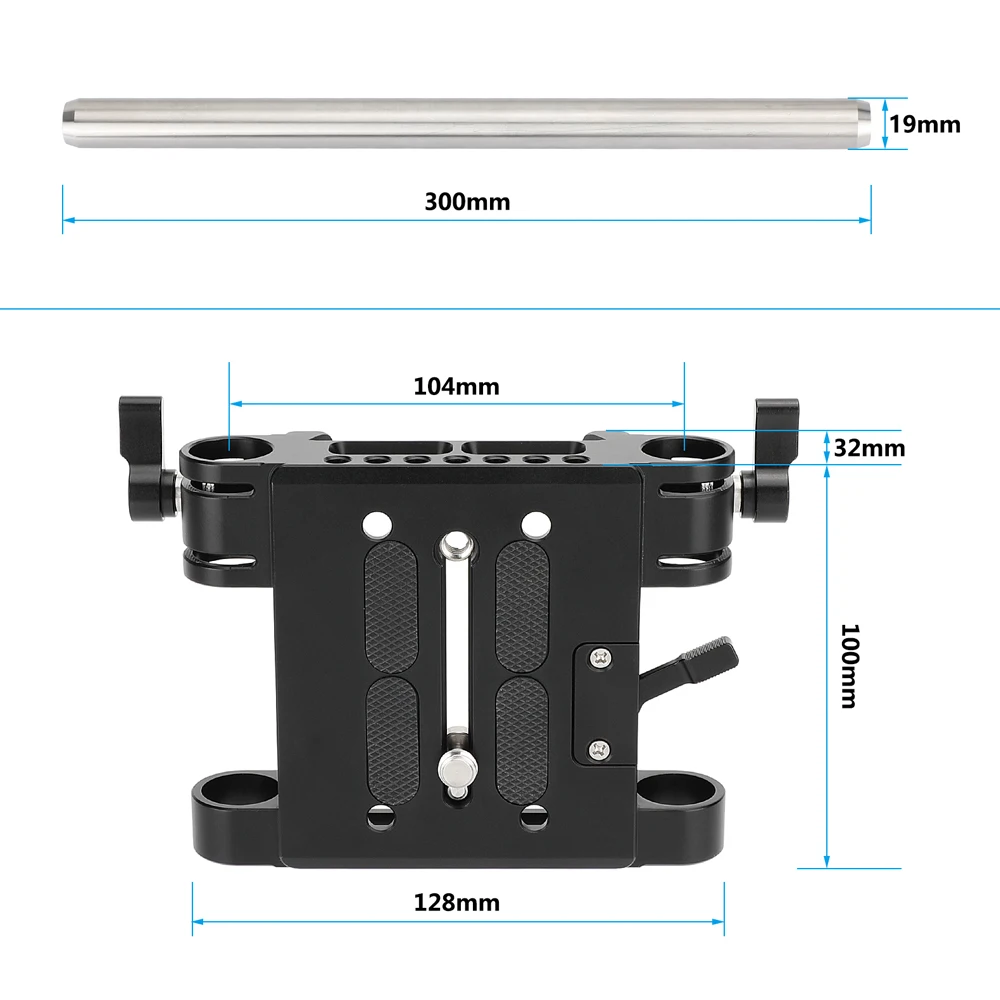 CAMVATE ARRI Coda di rondine standard con piastra a ponte + sistema di supporto asta da studio da 19 mm + aste da 12 pollici Kit spalla fotocamera Accessori da studio