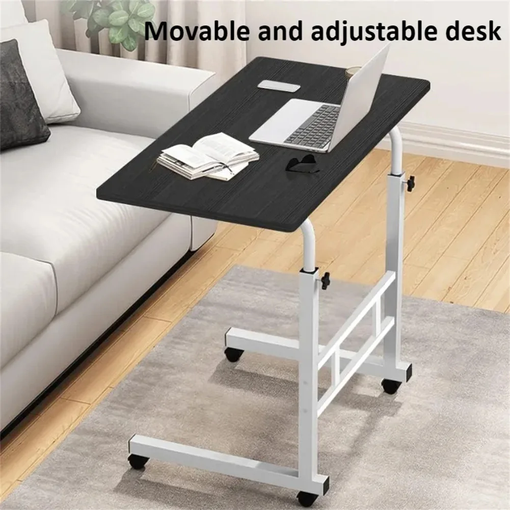Mobile Computer Desk For Small Space, Adjustable Height Rolling Work Desk, Portable Standing Writing Desk With Wheels For Home O