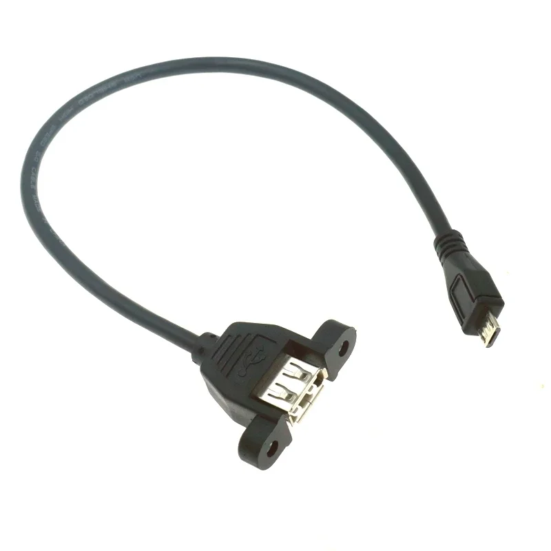 0.3m 0.5m OTG  Micro USB Male to USB 2.0 Master Tape Panel Mounting Screw Hole Cable for Mobile Phone Computer Host Adapter