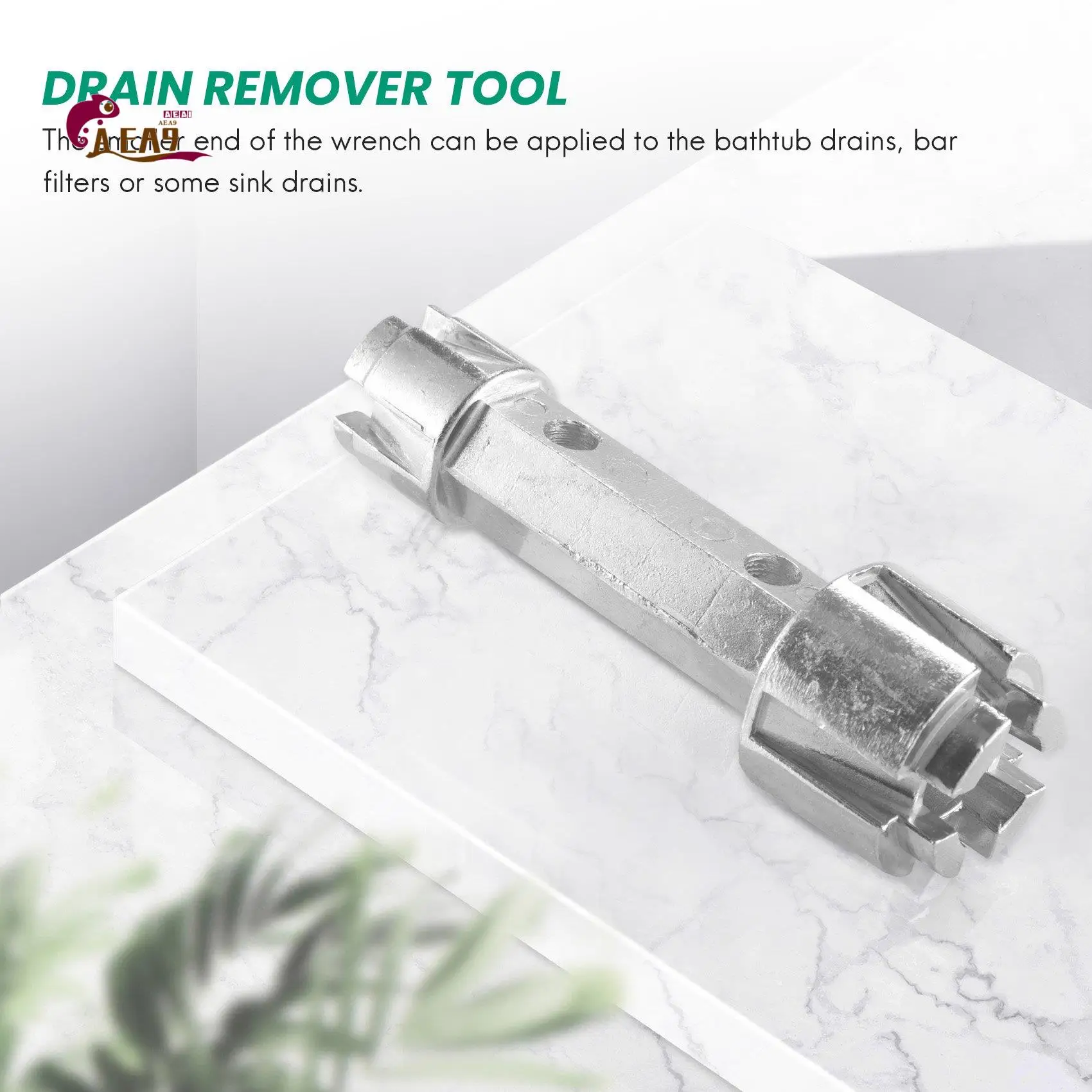 AEA9-Tub Drain Remover Wrench Tub Drain Wrench Tub Dual Ended Drain Wrench Drain Remover Tool Zinc Alloy Wrench For Bathroom