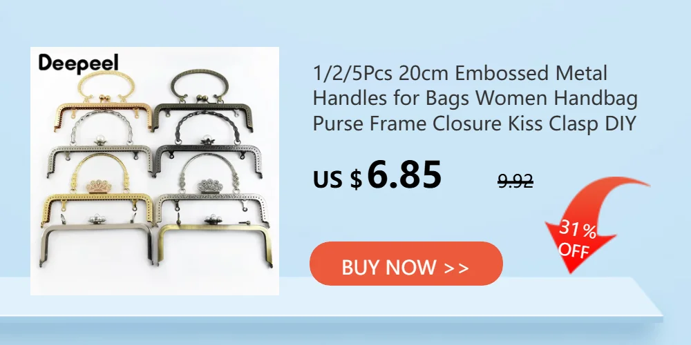 2/5Pcs 8.5cm Bead Head Embossed Metal Bag Handle Gold Coin Purse Frame Clourse Kiss Clasp Wallet Sewing Bracket Bags Accessories