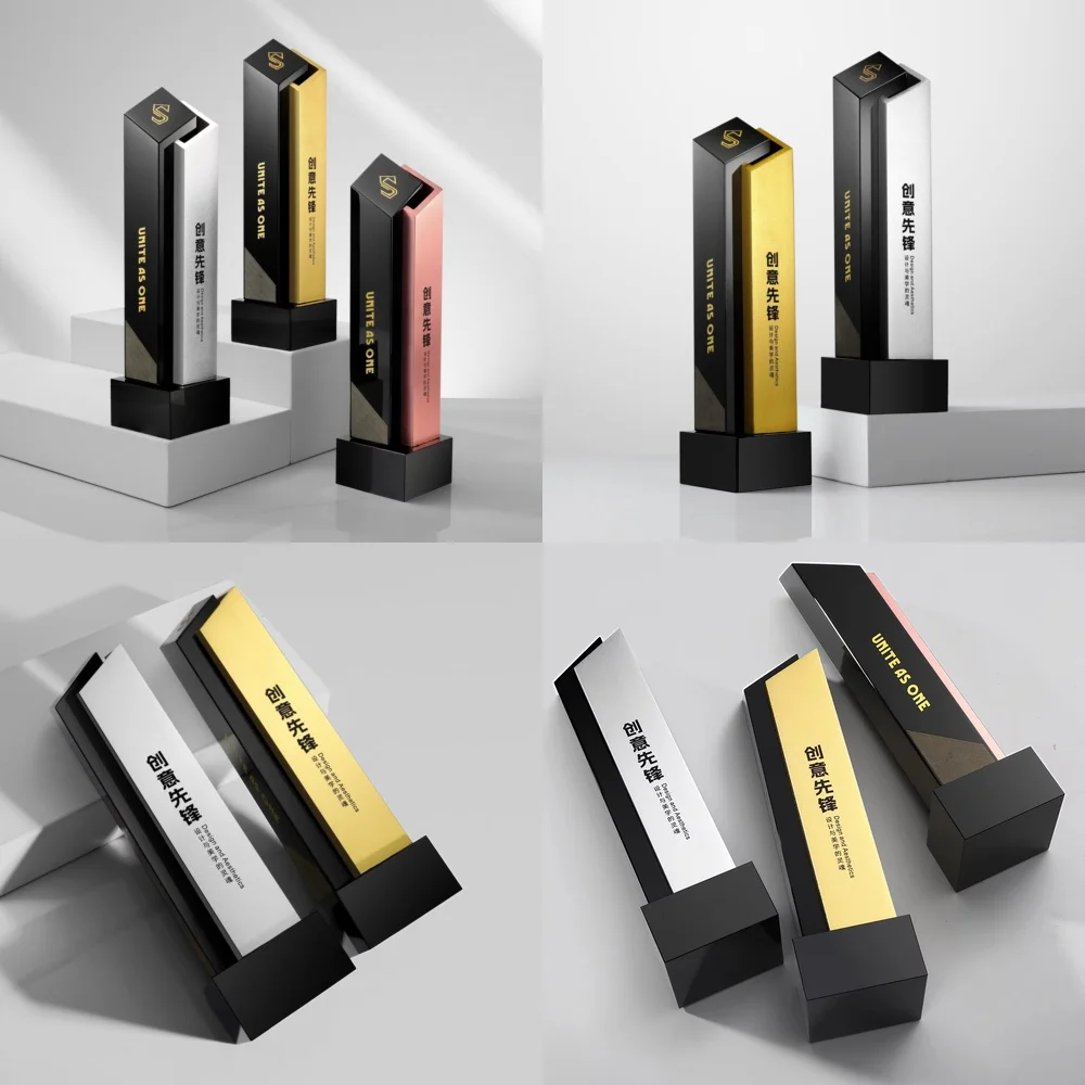 

Modern Black Crystal Metal Trophy Award for Champion Handmade Artisanal Cast Durable Personalized Trophy for Sports Awards