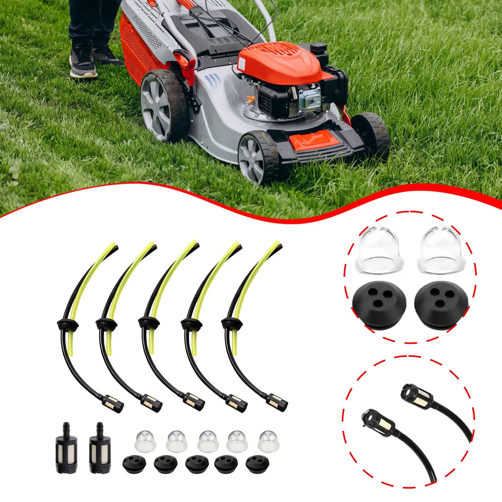

17x Fuels Lines Hoses Pipes Universal Petrol Filter Kit for Garden Power Tools Mower Lawn Mower Accessories Brush Cutter Trimmer