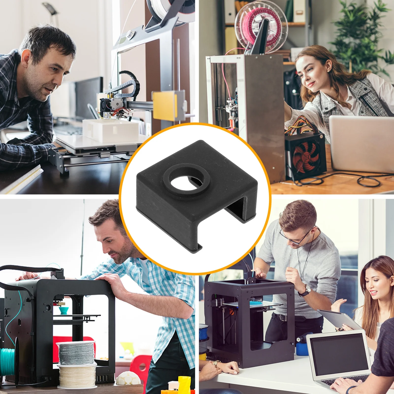 

6pcs 3D Printer Heating Block Silicone Sock Cover For Extruder Hot End Parts High Temp Protection Abs Nylon Printing 3D Printing