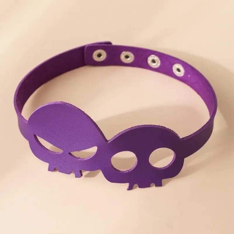 

39BD кожаное колье с черепом, регулируемое колье-колье в стиле панк, ожерелье с воротником, готическое колье, мягкий костюм для