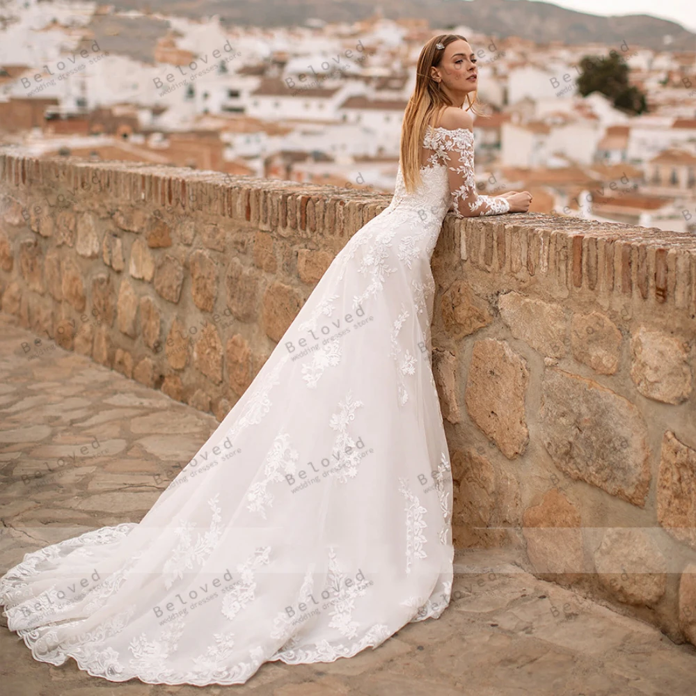 Preciosos Vestidos De Novia Vintage, Vestidos De Novia con Apliques De encaje, batas De manga larga para fiesta Formal, Vestidos De Novia personalizados