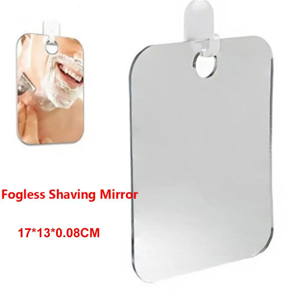 Acrylic Anti Fog Shower Mirror Bathroom Fogless Fog Free Mirror Washroom Travel For Man Shaving Mirror 13*17cm