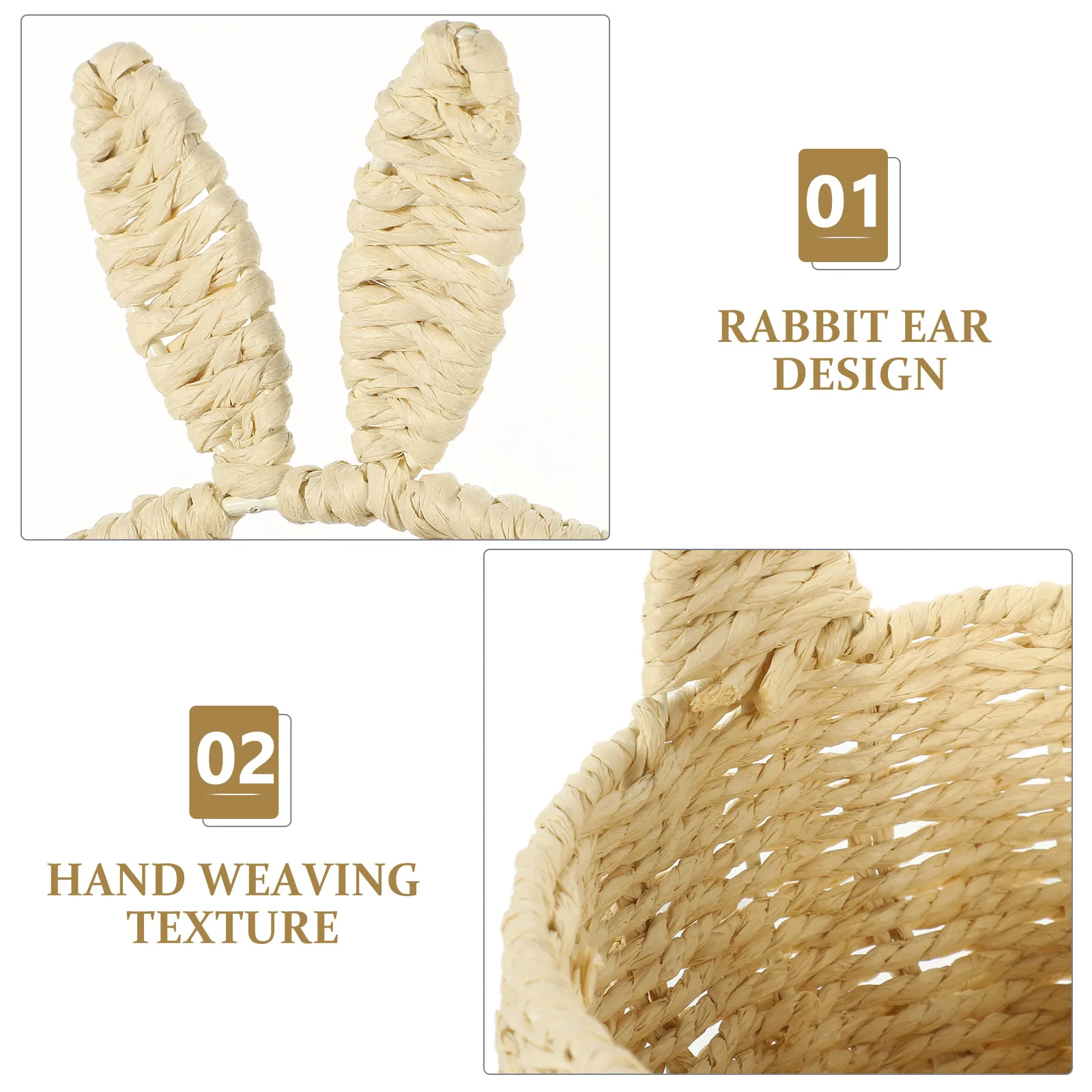 

Rustic Hand Woven Storage Natural Rabbit Ear Decorative Flower Portable Home Organizing Wedding Candy Gift Basket Living Room