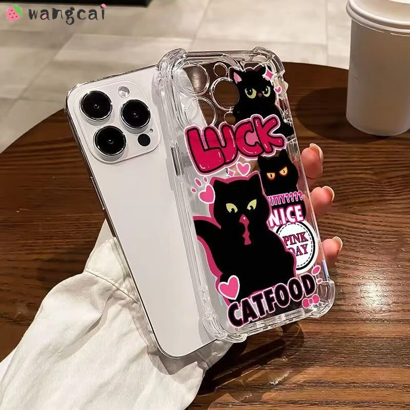 For Vivo V40 Pro Lite Y36T Y18 Y18E Y28s Y28 Y37 Y38 Y03 Y200 GT Y200i Y200E Y100 IND Phone Case Cool Black Cat Pink Soft Cover