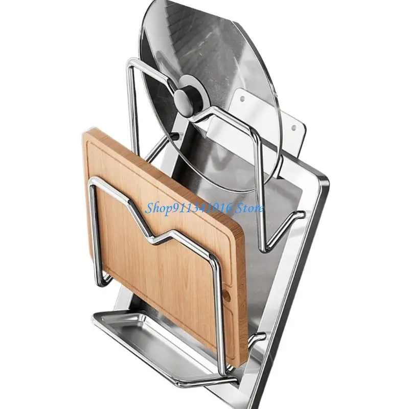 

Держатель крышки кастрюли из нержавеющей стали 304, настенный нержавеющий стеллаж для хранения разделочной доски, экономящий