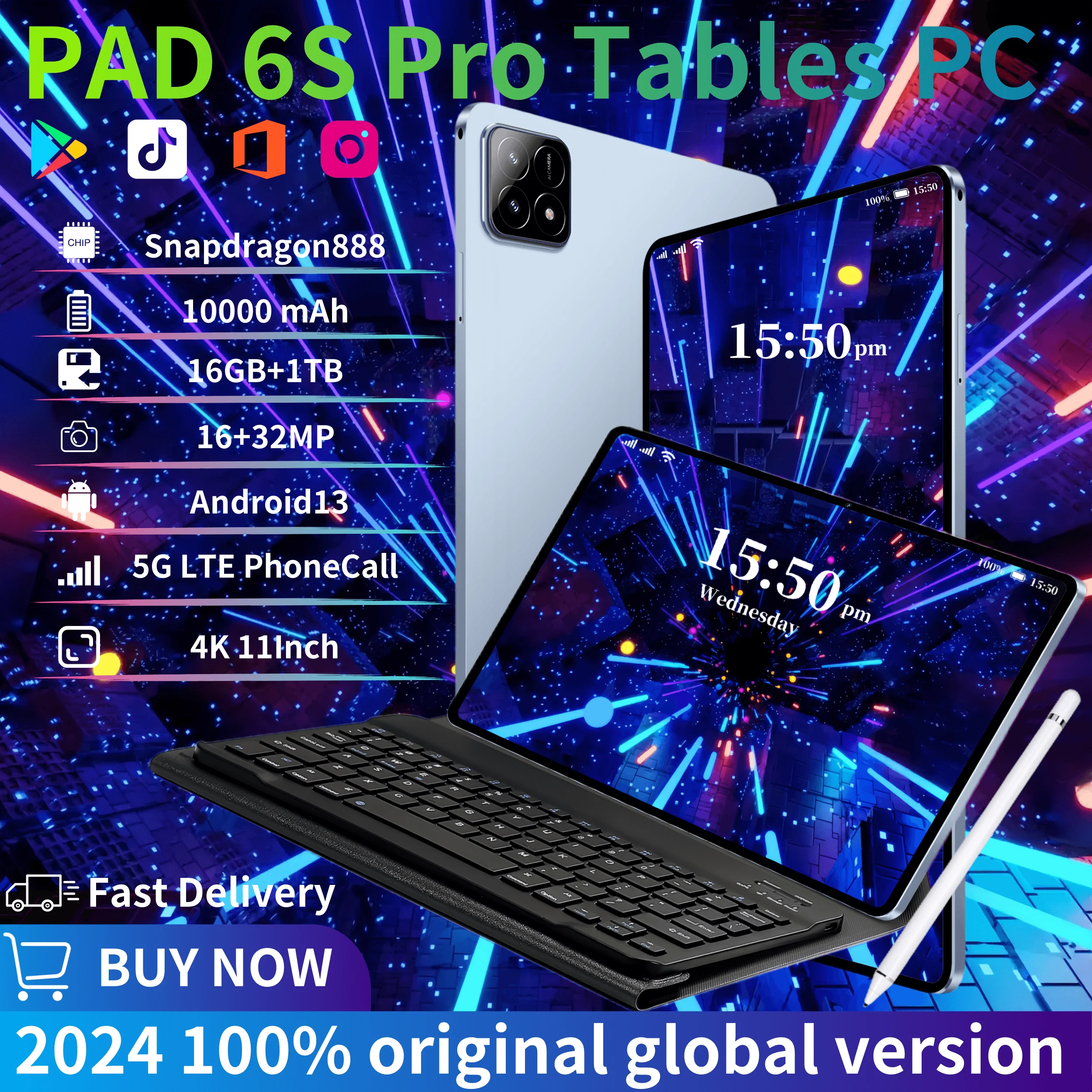 

Global Version 2024 New Original Xioami Pad 6S Pro Tablet Android13 16GB+1TB 10000mAh 11Inch 4K Dual SIM 5G Phone Call Tablet PC