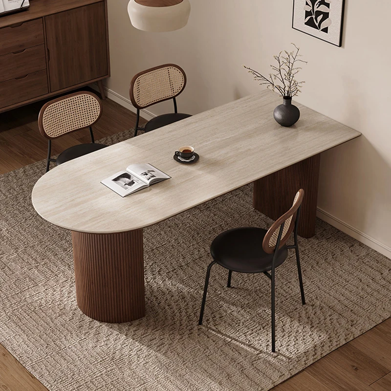 

Обеденный стол из каменной плиты в стиле середины века, обеденный стол в скандинавском стиле в стиле ретро из цельного дерева в стиле полуостров, японская мебель для дома для столовой FYDT