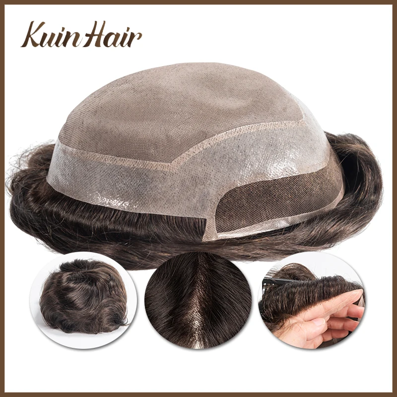 

Male Wigs Men Toupee Mono&PU with Lace Front Durable Men's Capillary Prothesis 100% Natural Human Hair System Unit Men Hairpiece