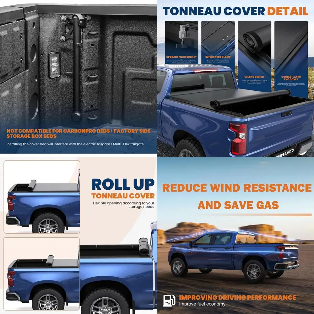 

Roll-Up Soft Vinyl Truck Bed 8FT Tonneau Cover Compatible for 1988-2007 Chevy Chevrolet Silverado/GMC Sierra 1500 2500 3500 HD (