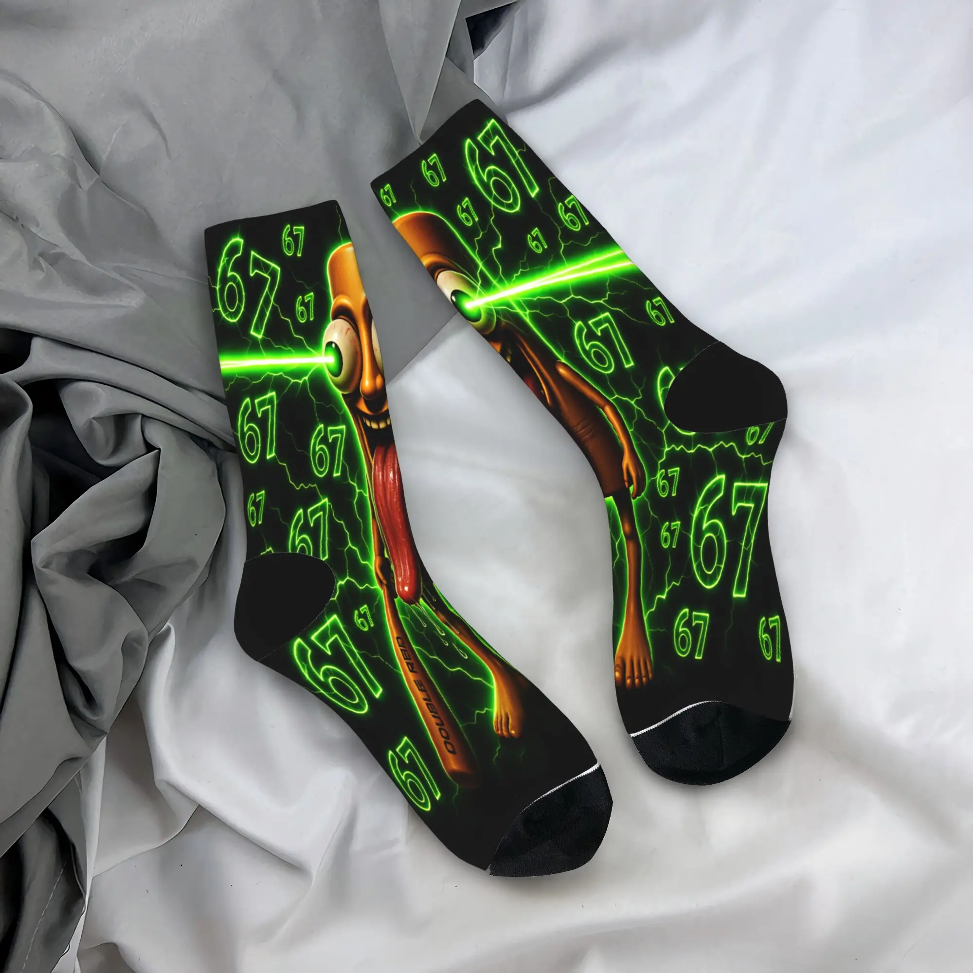 Couple Socks 67 Meme Laser Eyes Funny Tung Sahur  Stockings Autumn Elegant Warm Soft Socks Graphic Outdoor Anti Skid Socks
