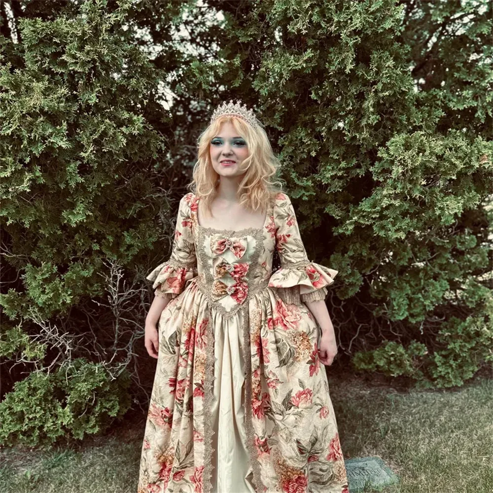 

Robe A La Francaise 18th Century Rococo Baroque Floral Dress Colonial Georgian Masquerade Ball Gown