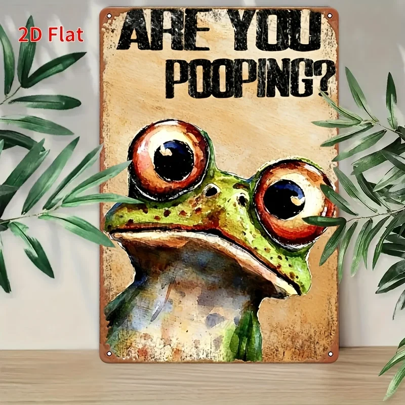 Vintage Frog Metal Wall Plaque with Funny Quote 