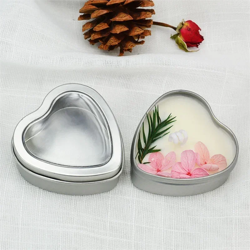 30Pcs Heart-shape Metal Jars Empty Tinplate Box For DIY Making Candle Cream Cosmetic Storage Containers Jewelry Display Boxes